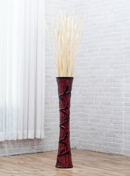 Large Mango Wood Floor Vase – Handcrafted Decorative Highlight from Thailand, 34 inches