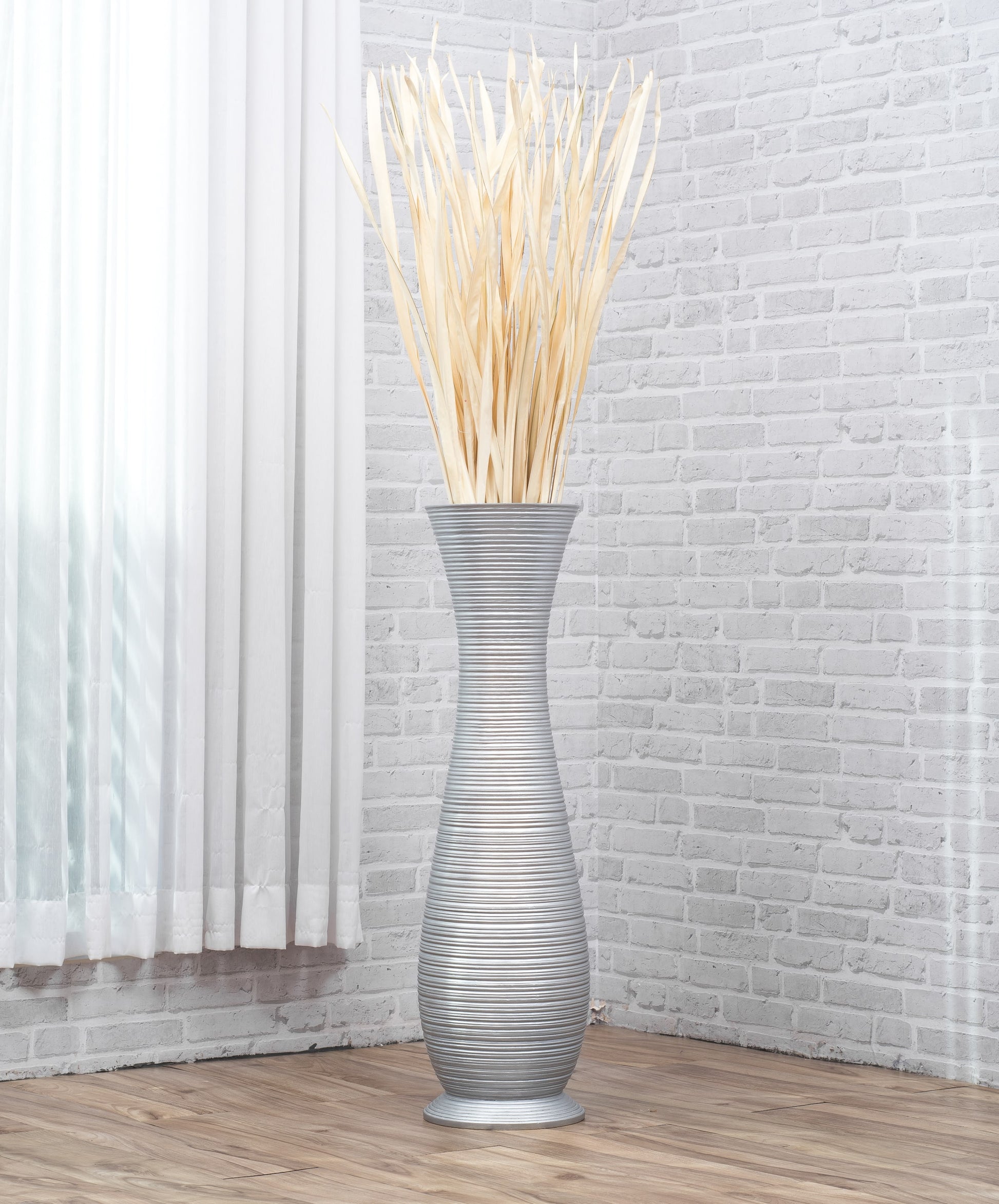 Large Mango Wood Floor Vase – Handcrafted Decorative Highlight from Thailand, 34 inches