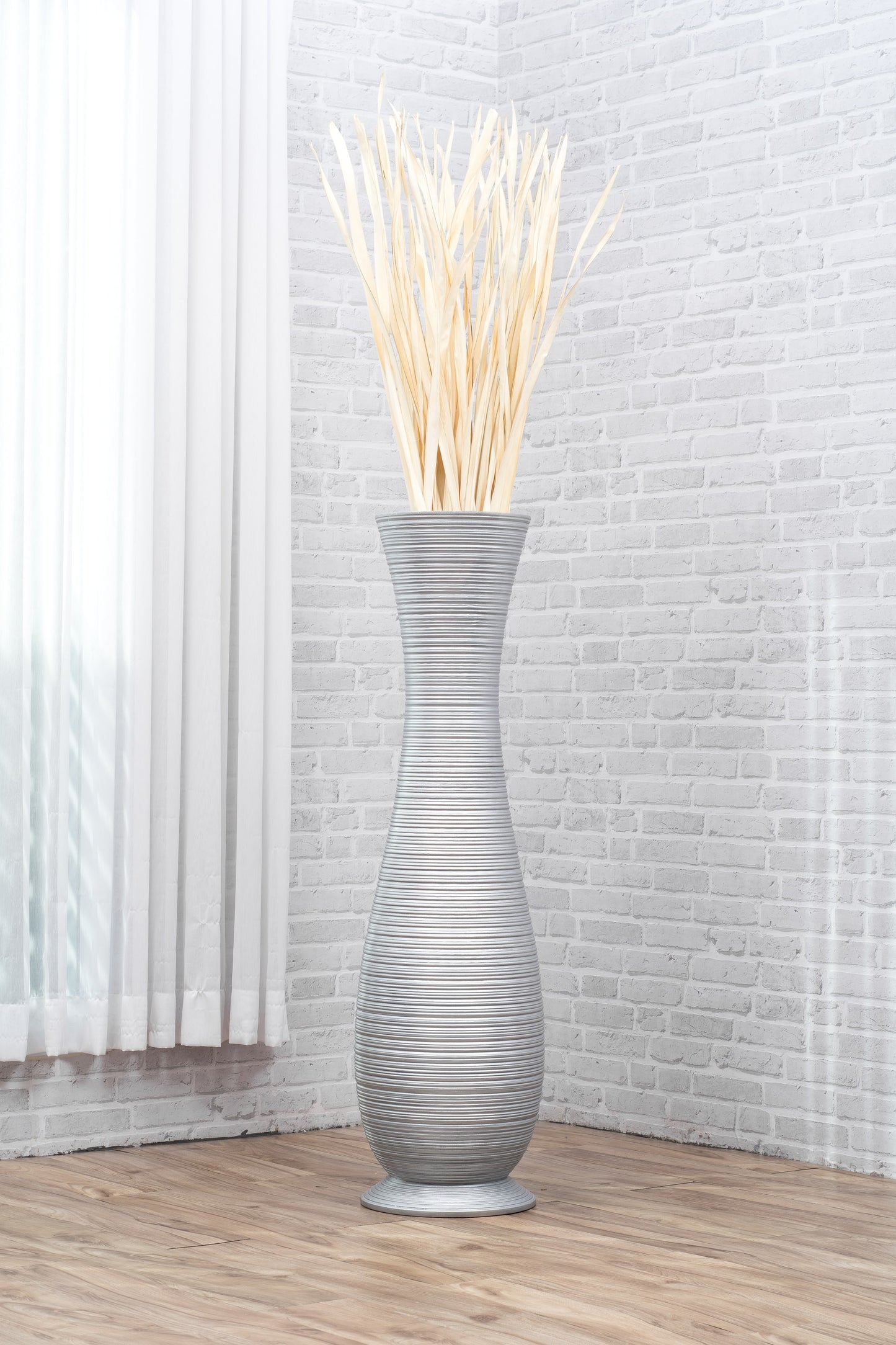 Large Mango Wood Floor Vase – Handcrafted Decorative Highlight from Thailand, 41 inches