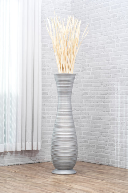 Large Mango Wood Floor Vase – Handcrafted Decorative Highlight from Thailand, 41 inches