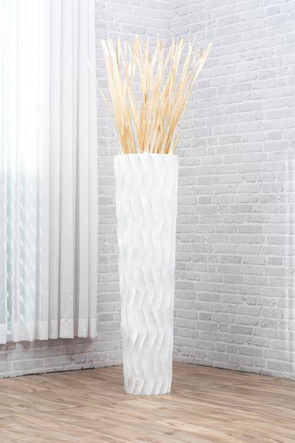 Large Mango Wood Floor Vase – Handcrafted Decorative Highlight from Thailand, 41 inches