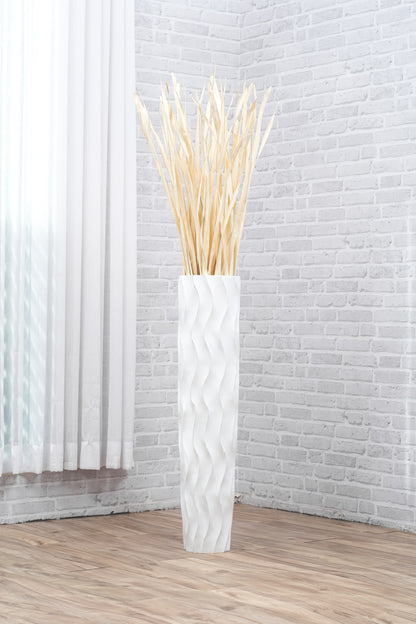 Large Mango Wood Floor Vase – Handcrafted Decorative Highlight from Thailand, 34 inches