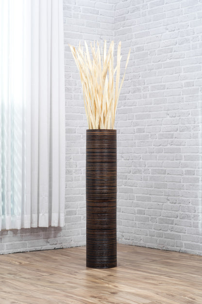 Large Mango Wood Floor Vase – Handcrafted Decorative Highlight from Thailand, 34 inches