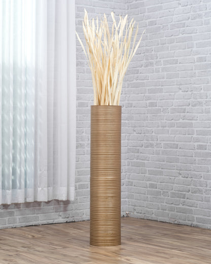 Large Mango Wood Floor Vase – Handcrafted Decorative Highlight from Thailand, 34 inches