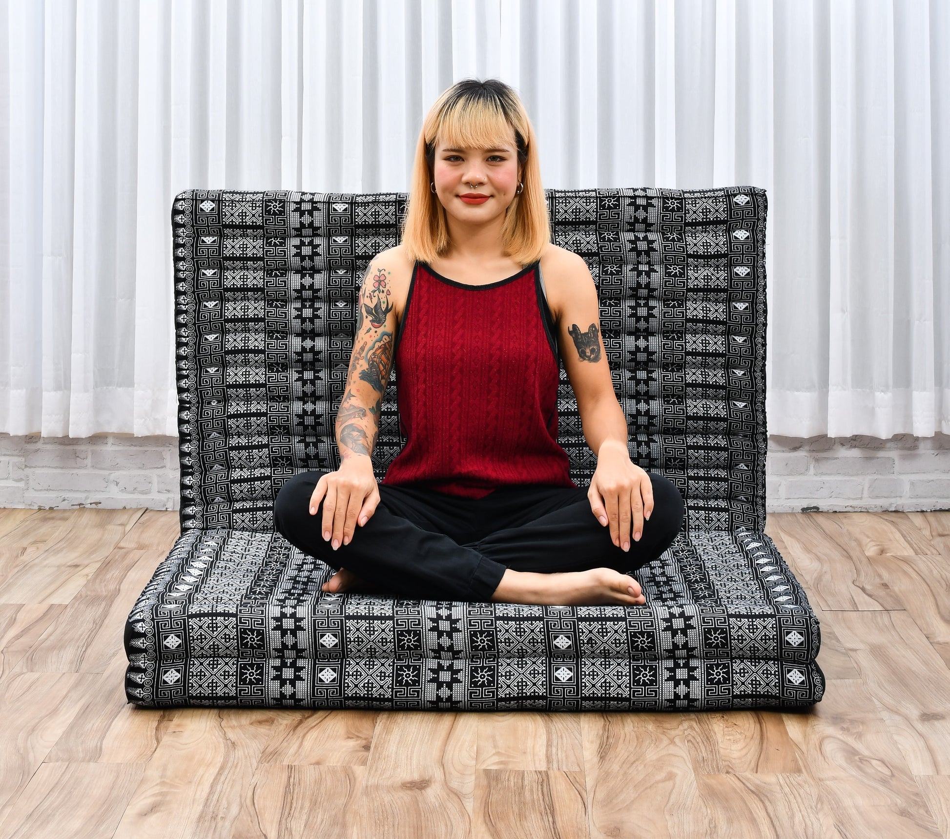 Kapok Folding Mattress – Thick Cotton Padded Guest Bed for Home, Sleeping & Mindfulness Corner, Cbt4 - Black, L: 79x39