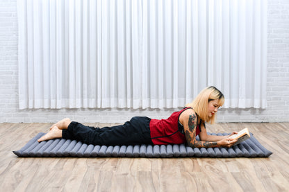 Kapok Roll-Up Mattress – Foldable Sleeping & Relax Mat with Cotton Cover for Home & Outdoor Use, Cl13 - Grey, M: 75x28