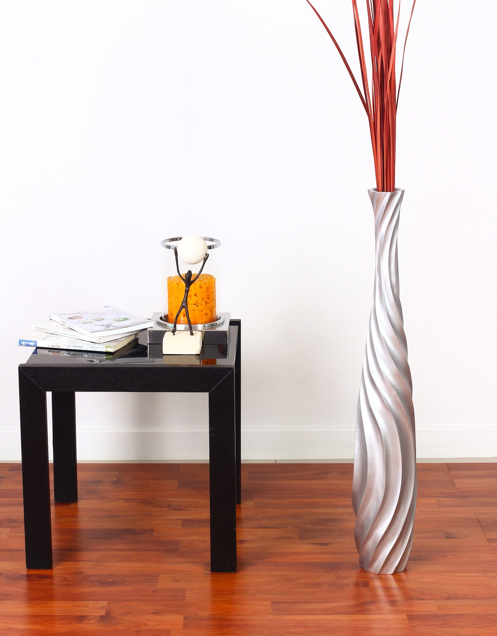 Large Mango Wood Floor Vase – Handcrafted Decorative Highlight from Thailand, 26 inches