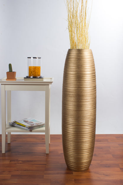 Large Mango Wood Floor Vase – Handcrafted Decorative Highlight from Thailand, 34 inches