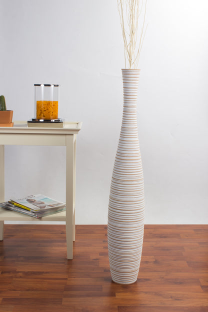 Large Mango Wood Floor Vase – Handcrafted Decorative Highlight from Thailand, 34 inches