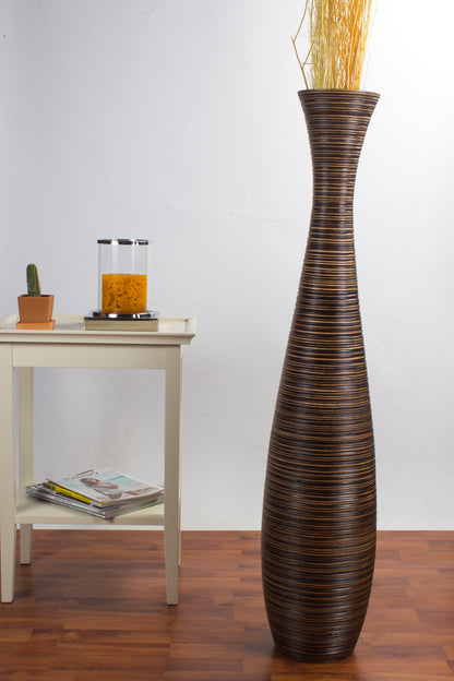 Large Mango Wood Floor Vase – Handcrafted Decorative Highlight from Thailand, 41 inches