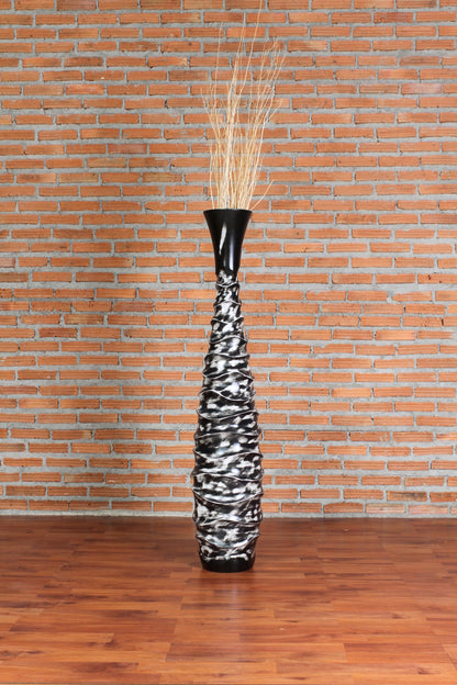 Large Mango Wood Floor Vase – Handcrafted Decorative Highlight from Thailand, 41 inches