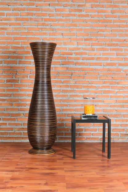 Large Mango Wood Floor Vase – Handcrafted Decorative Highlight from Thailand, 41 inches
