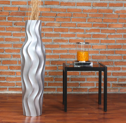Large Mango Wood Floor Vase – Handcrafted Decorative Highlight from Thailand, 26 inches