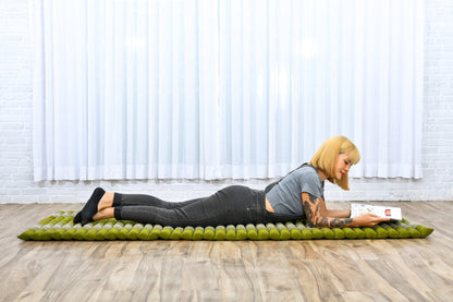Kapok Roll-Up Mattress – Foldable Sleeping & Relax Mat with Cotton Cover for Home & Outdoor Use, Sf17 - Green, M: 75x28