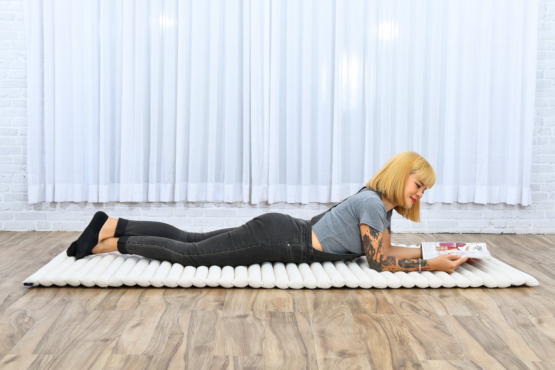 Kapok Roll-Up Mattress – Foldable Sleeping & Relax Mat with Cotton Cover for Home & Outdoor Use, Cl01 - Ecru, M: 75x28