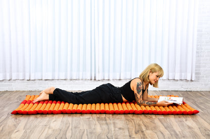 Kapok Roll-Up Mattress – Foldable Sleeping & Relax Mat with Cotton Cover for Home & Outdoor Use, Sf02 - Orange, L: 75x39