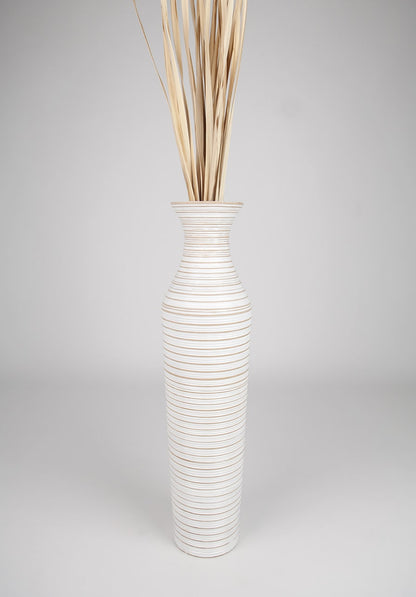 Large Mango Wood Floor Vase – Handcrafted Decorative Highlight from Thailand, 26 inches
