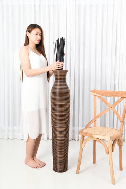 Large Mango Wood Floor Vase – Handcrafted Decorative Highlight from Thailand, 41 inches