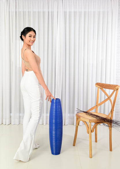Large Mango Wood Floor Vase – Handcrafted Decorative Highlight from Thailand, 26 inches