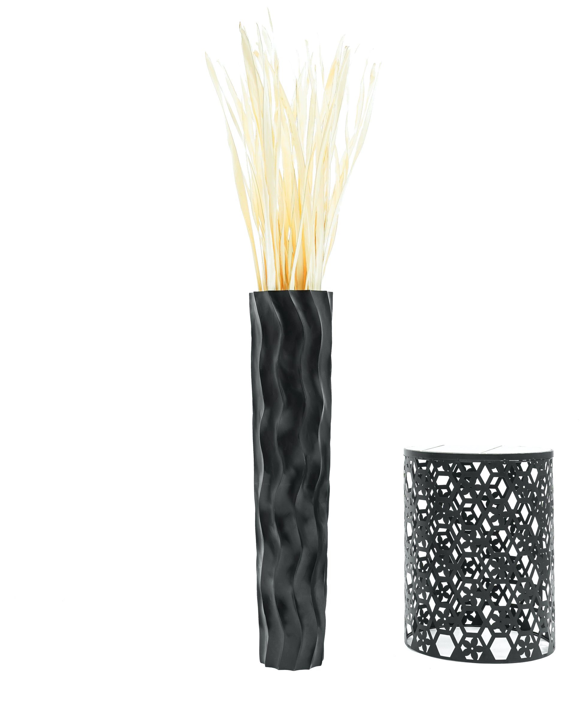 Large Mango Wood Floor Vase – Handcrafted Decorative Highlight from Thailand, 34 inches