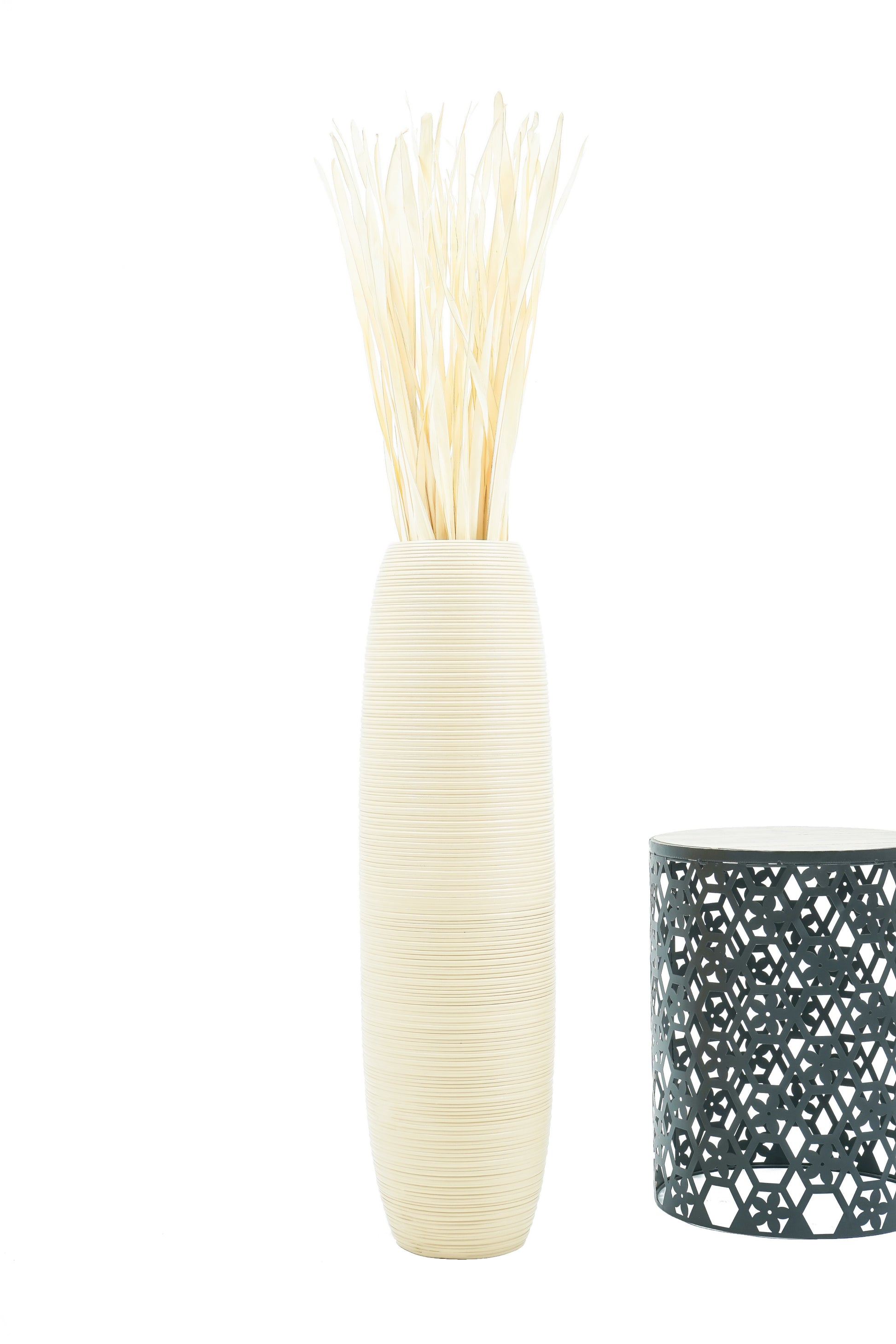 Large Mango Wood Floor Vase – Handcrafted Decorative Highlight from Thailand, 34 inches