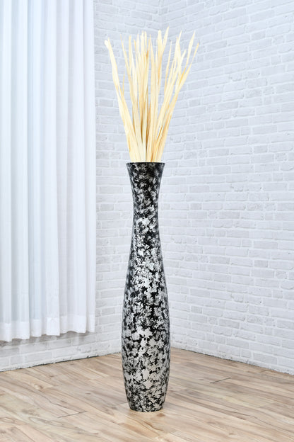 Large Mango Wood Floor Vase – Handcrafted Decorative Highlight from Thailand, 41 inches