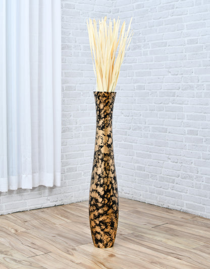 Large Mango Wood Floor Vase – Handcrafted Decorative Highlight from Thailand, 34 inches
