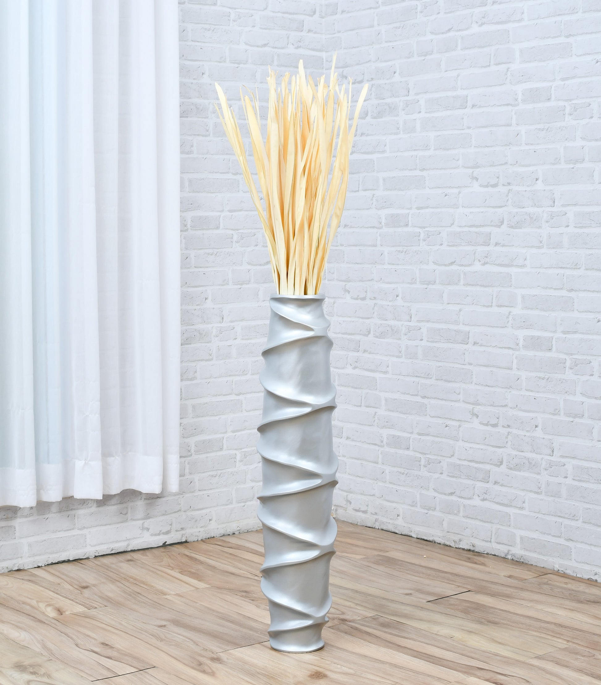 Large Mango Wood Floor Vase – Handcrafted Decorative Highlight from Thailand, 26 inches