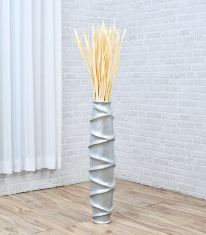 Large Mango Wood Floor Vase – Handcrafted Decorative Highlight from Thailand, 26 inches