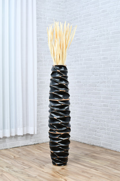 Large Mango Wood Floor Vase – Handcrafted Decorative Highlight from Thailand, 41 inches