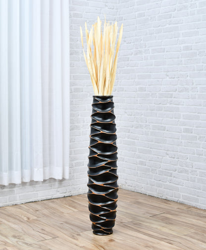 Large Mango Wood Floor Vase – Handcrafted Decorative Highlight from Thailand, 34 inches
