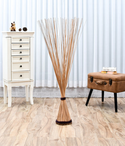 Freestanding Dried Grass Bundle – Natural Floor Decoration with Raffia Band, ecru, Dried Grass - 47 inches