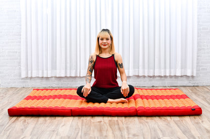 Kapok Folding Mattress – Thick Cotton Padded Guest Bed for Home, Sleeping & Mindfulness Corner, Sf02 - Orange, L: 79x39