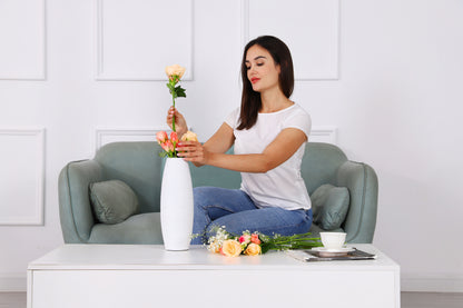 Compact Resin Vase – Stylish Waterproof Decorative Vase for Floor, Table or Shelf, white, 13 inches