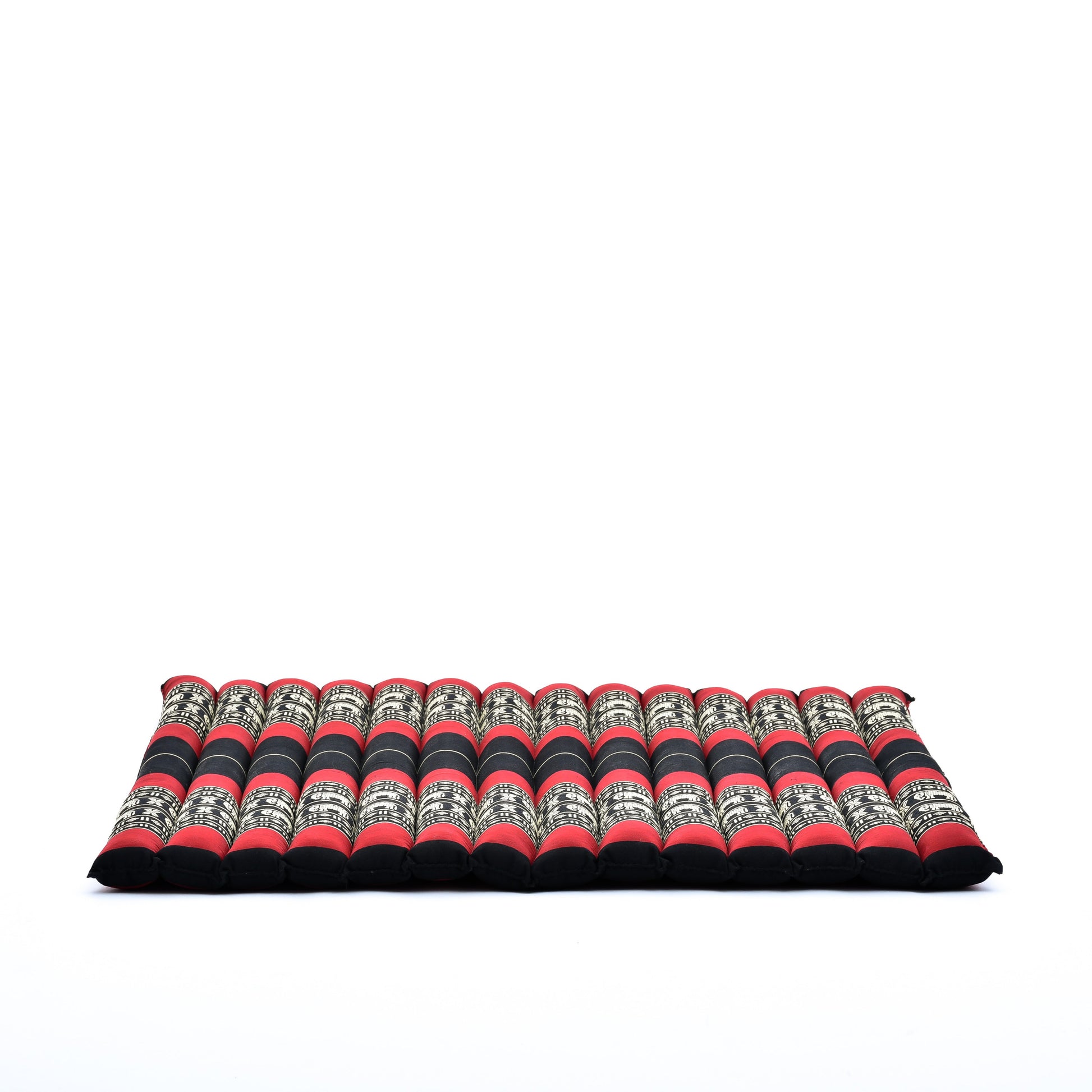 Large Kapok Zabuton Meditation Cushion – Rectangular Floor Mat with Cotton Cover, Sf13 - Red, Black