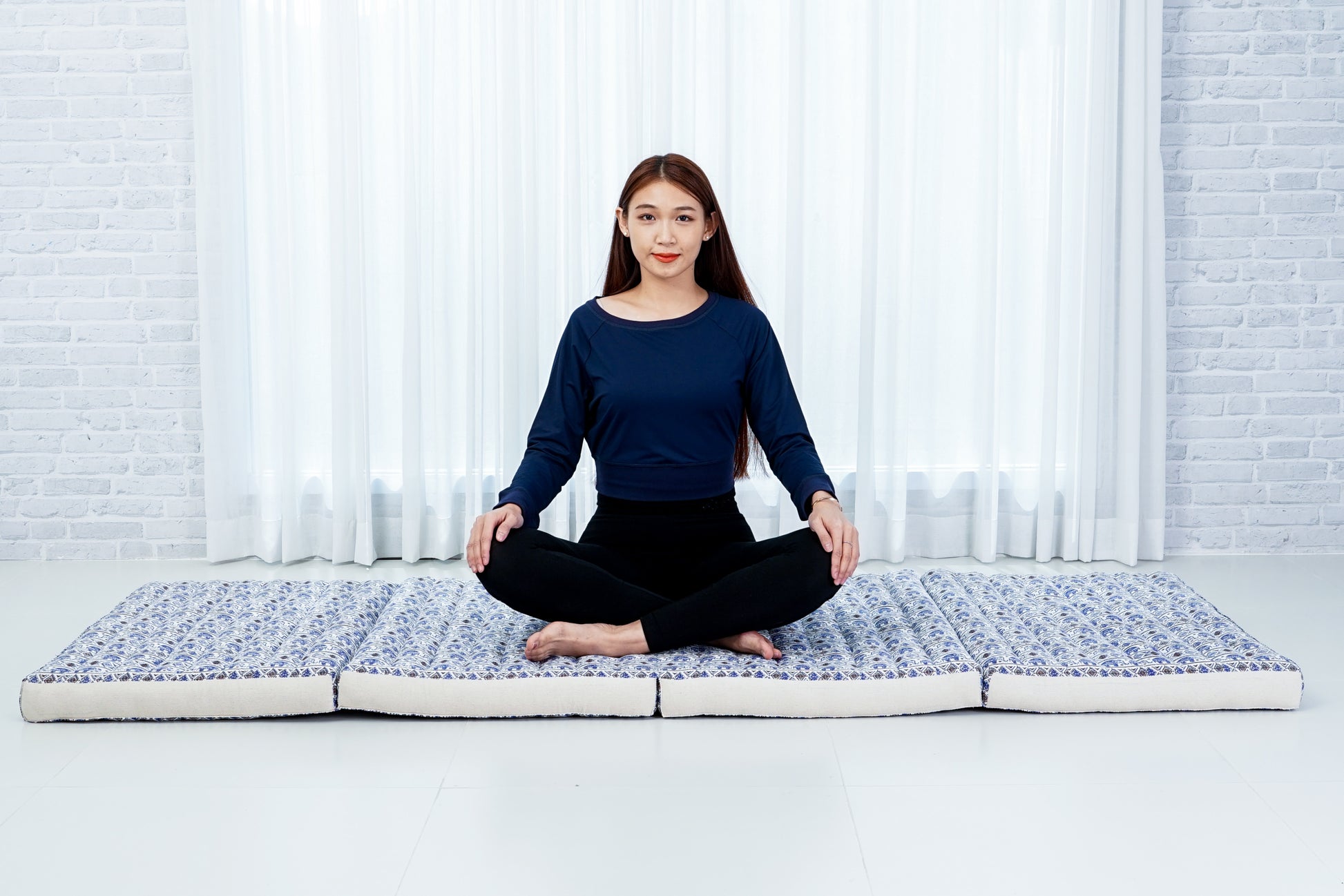 Kapok Folding Mattress – Thick Cotton Padded Guest Bed for Home, Sleeping & Mindfulness Corner, El1 - Blue, M: 79x28