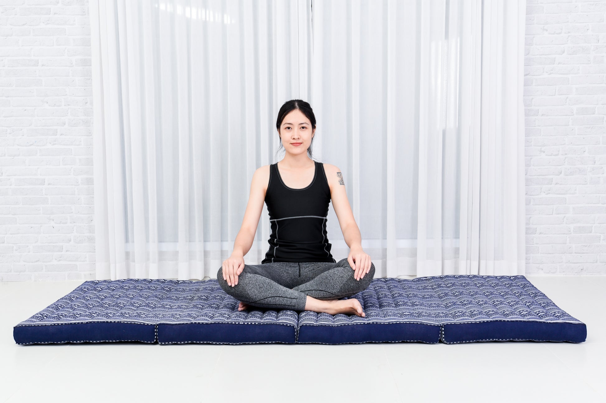 Kapok Folding Mattress – Thick Cotton Padded Guest Bed for Home, Sleeping & Mindfulness Corner, Cbt2 - Dark Blue, M: 79x28