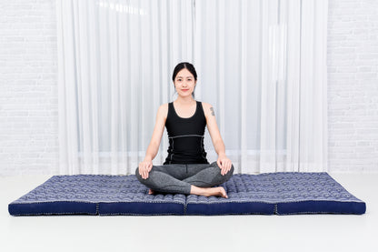 Kapok Folding Mattress – Thick Cotton Padded Guest Bed for Home, Sleeping & Mindfulness Corner, Cbt2 - Dark Blue, M: 79x28