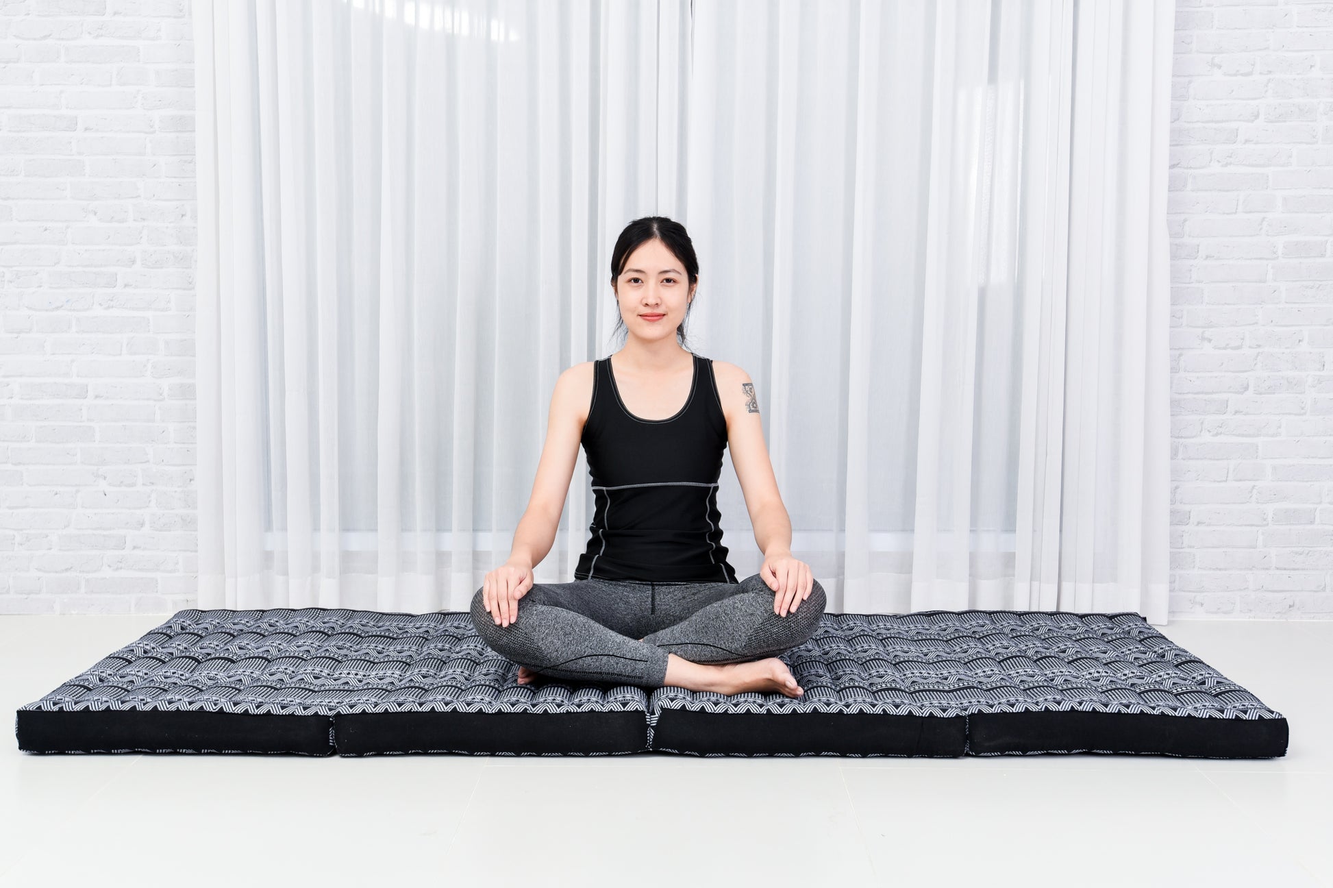 Kapok Folding Mattress – Thick Cotton Padded Guest Bed for Home, Sleeping & Mindfulness Corner, Cbt3 - Black, M: 79x28