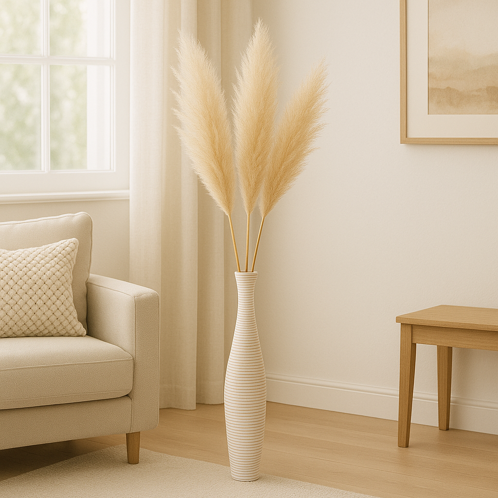 Large Mango Wood Floor Vase – Handcrafted Decorative Highlight from Thailand, 26 inches