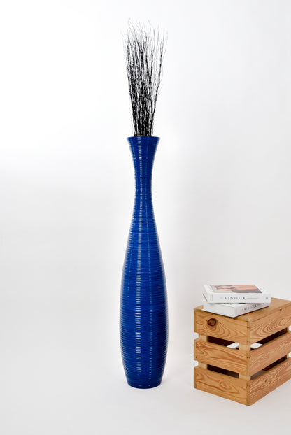 Large Mango Wood Floor Vase – Handcrafted Decorative Highlight from Thailand, 41 inches