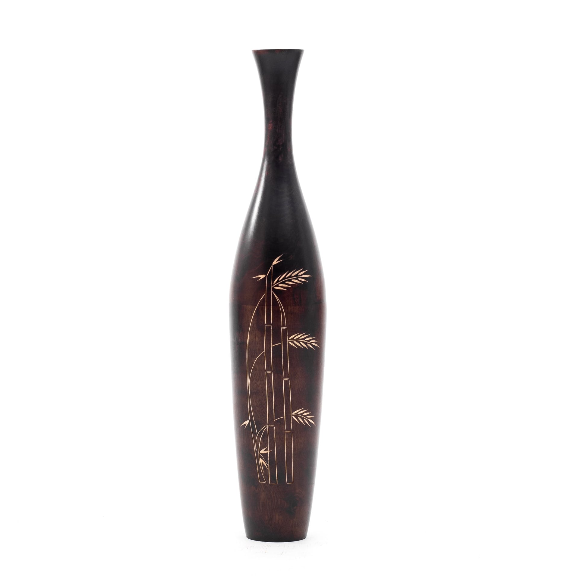 Large Mango Wood Floor Vase – Handcrafted Decorative Highlight from Thailand, brown, 34 inches