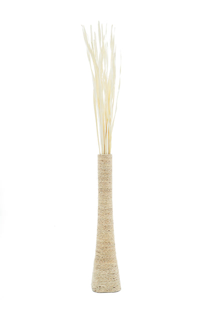 Large & Tall Floor Vase Made of Water Hyacinth and Bamboo – Handwoven Decorative Stand Vase for Dried Flowers & Branches, ecru, 36 inches - Model 2