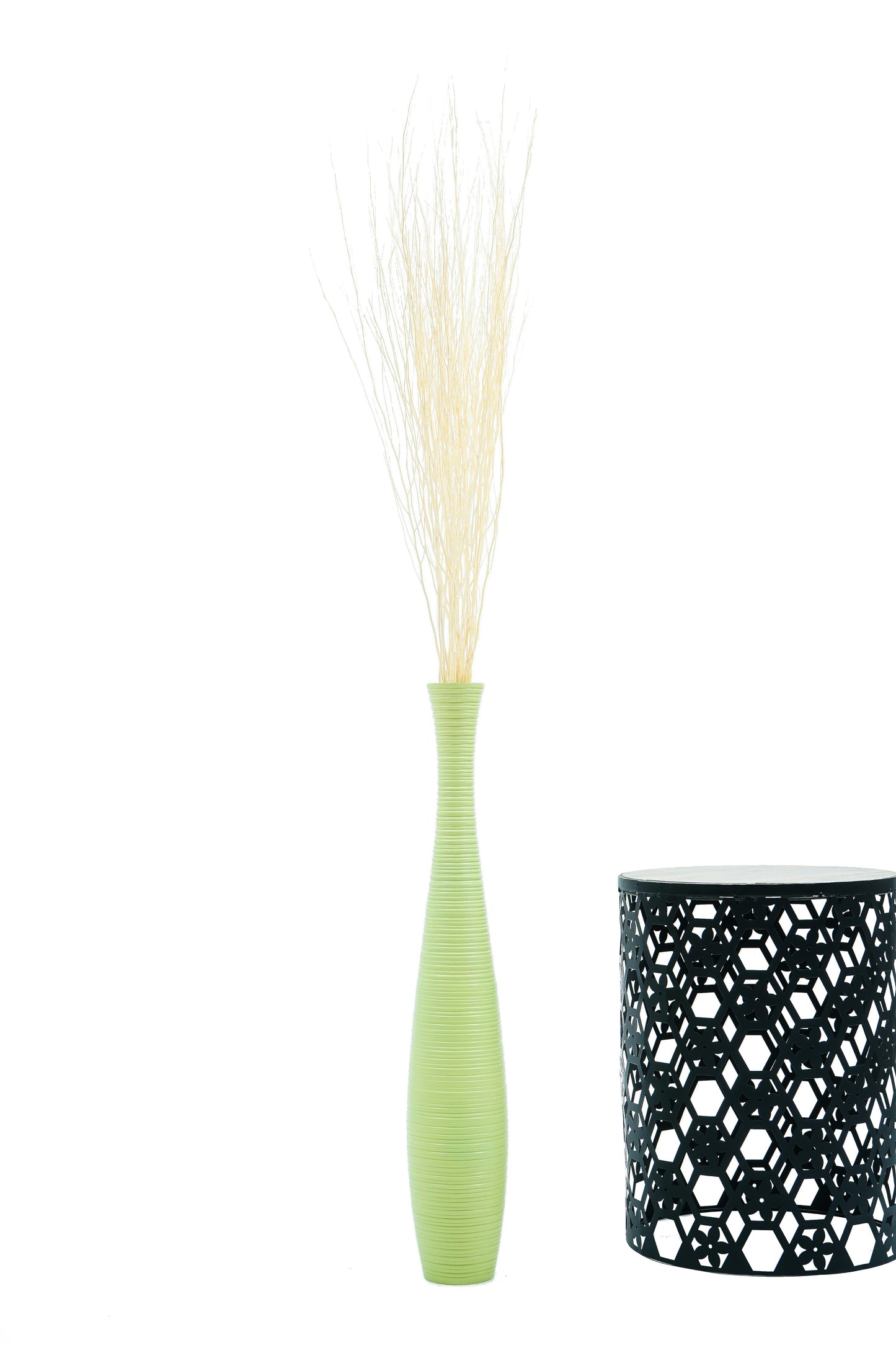 Large Mango Wood Floor Vase – Handcrafted Decorative Highlight from Thailand, 26 inches