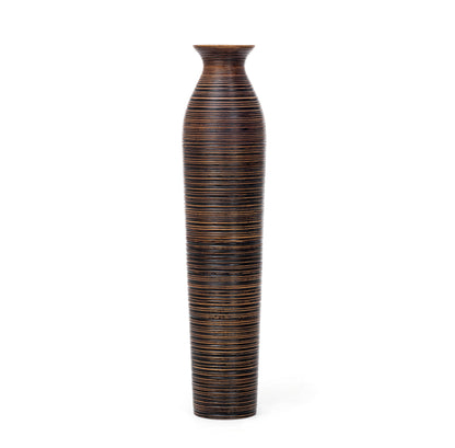 Large Mango Wood Floor Vase – Handcrafted Decorative Highlight from Thailand, 34 inches