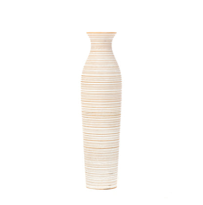 Large Mango Wood Floor Vase – Handcrafted Decorative Highlight from Thailand, 26 inches
