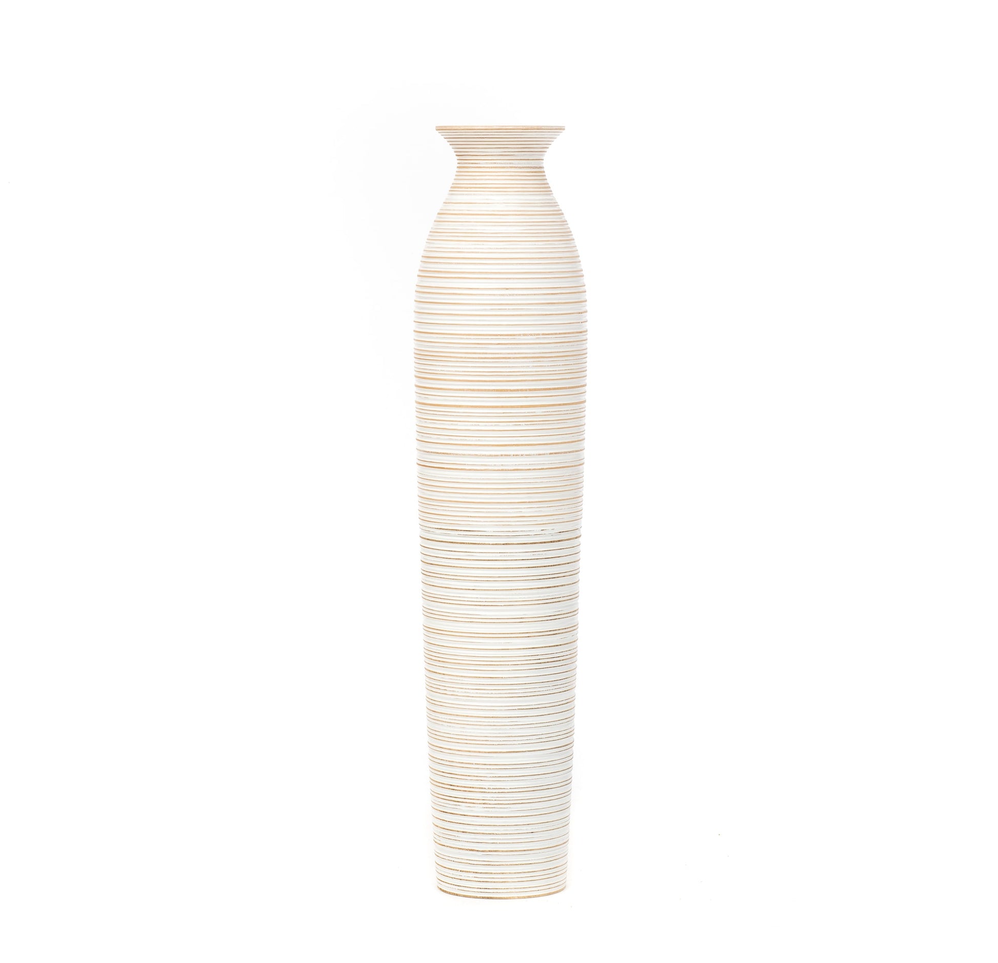 Large Mango Wood Floor Vase – Handcrafted Decorative Highlight from Thailand, 34 inches