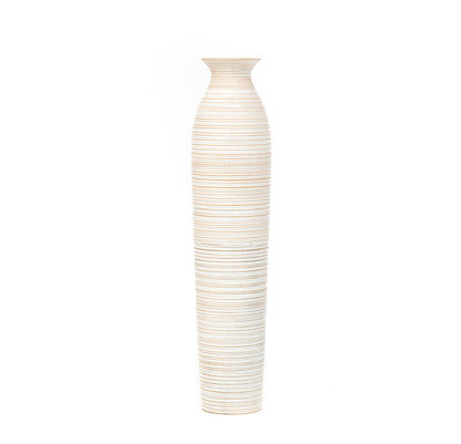 Large Mango Wood Floor Vase – Handcrafted Decorative Highlight from Thailand, 34 inches