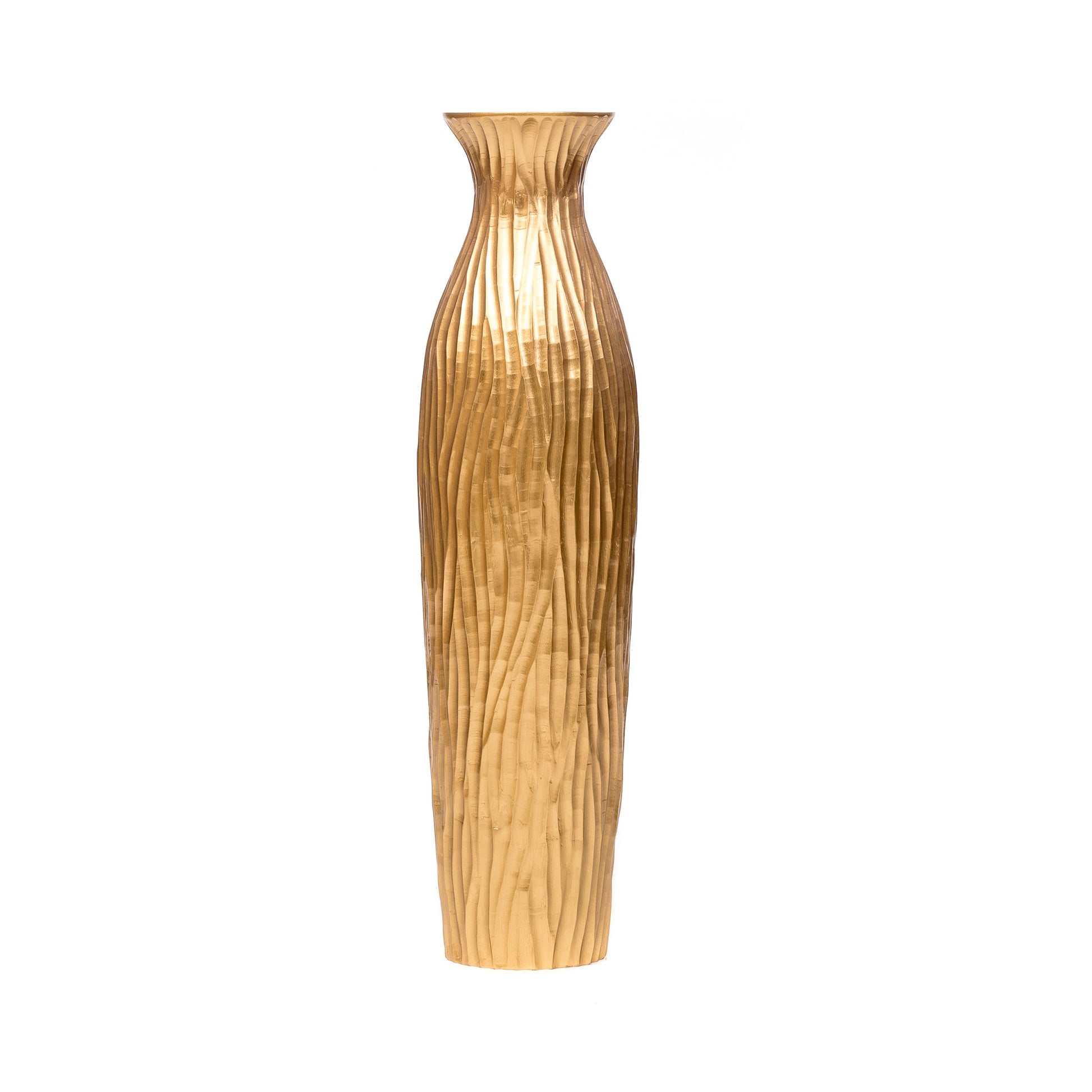 Large Mango Wood Floor Vase – Handcrafted Decorative Highlight from Thailand, 26 inches