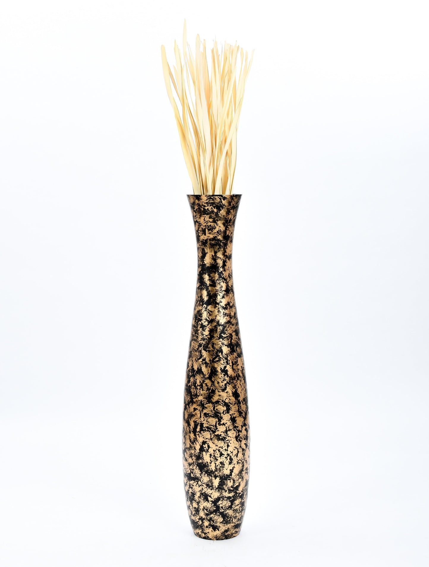 Large Mango Wood Floor Vase – Handcrafted Decorative Highlight from Thailand, 41 inches
